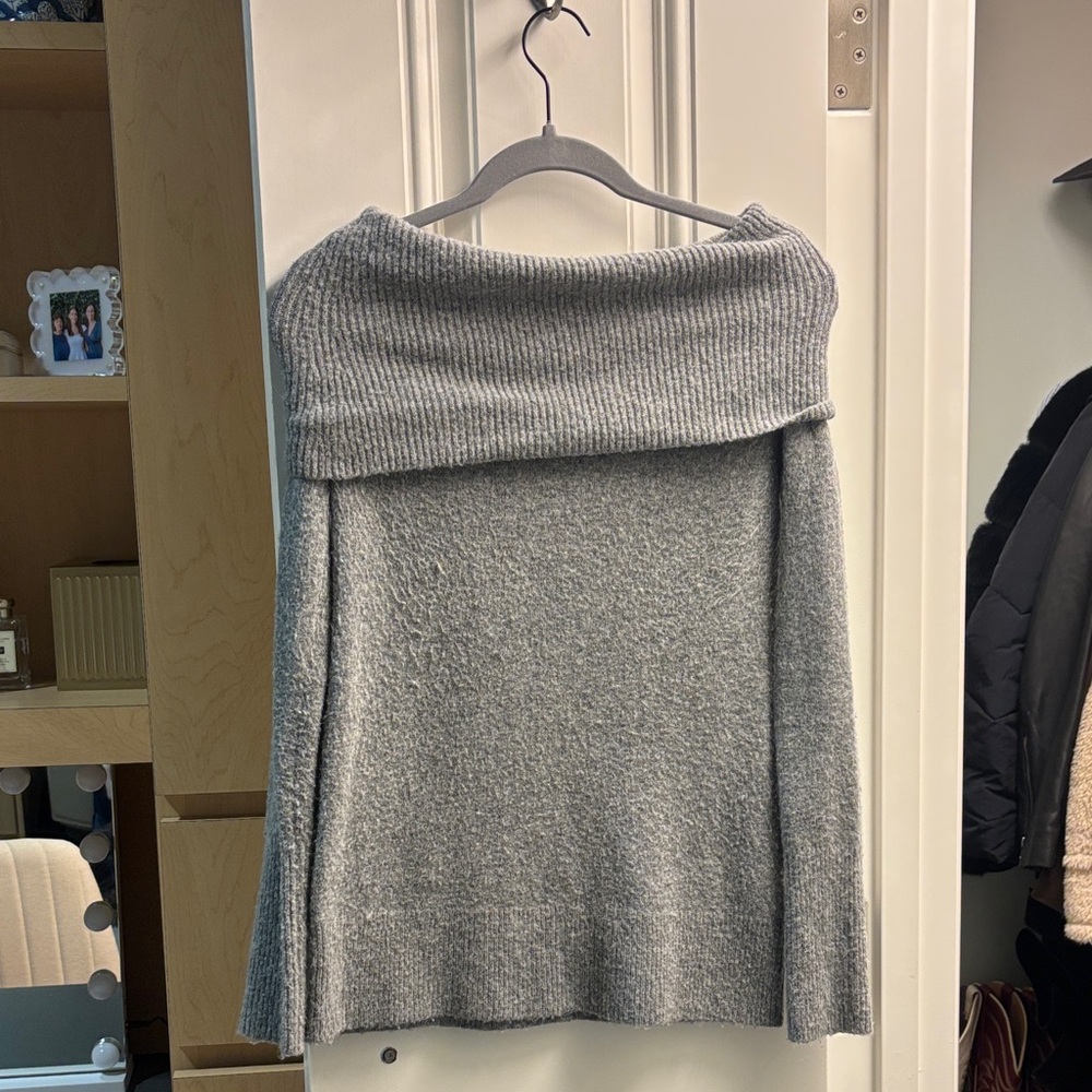 J. Crew Gray Off-Shoulder Sweater